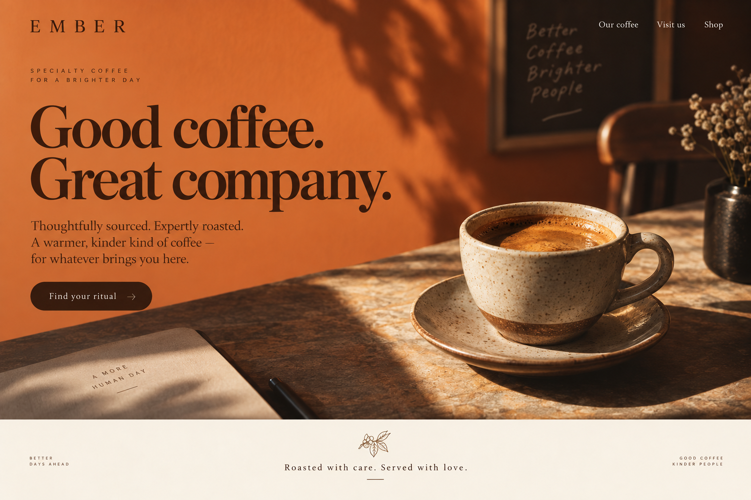 Ember Coffee desktop website design concept